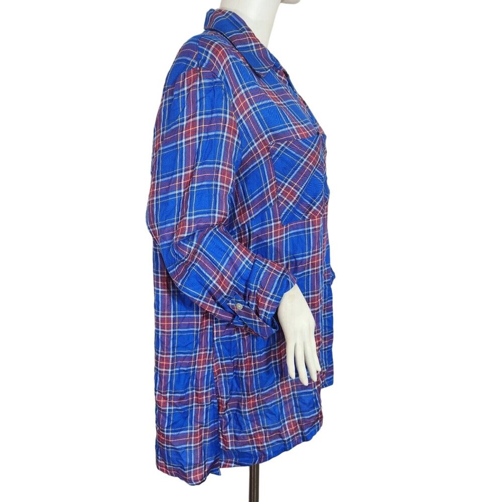 Ruby Rd Lapis Multi Long Relaxed A Line Soft Button Up Top Shirt Size XL (11) - Picture 2 of 11